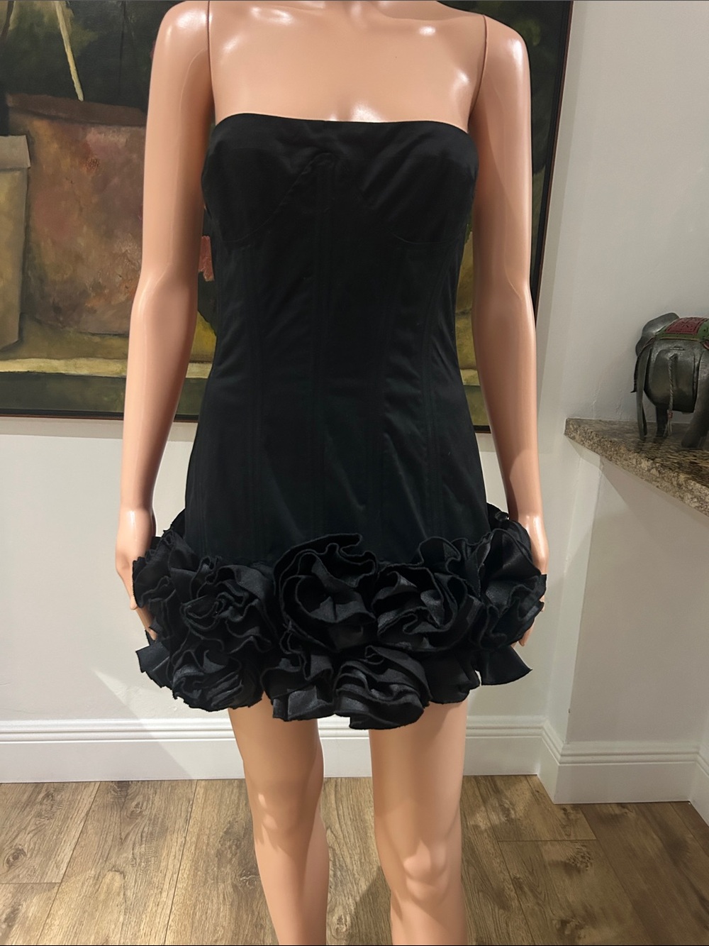 NWT Mermaid Way It girl rose-flower corset black mini dress - Picture 3 of 16